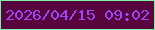 文字の大きさ：2、枠の色：7ff1a2、背景の色：58043d、文字の色：9c48f8 無料ブログパーツのブログ時計
