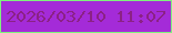 文字の大きさ：5、枠の色：7ff27e、背景の色：a42bd8、文字の色：8b2186 無料ブログパーツのブログ時計