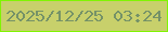 文字の大きさ：3、枠の色：7ff403、背景の色：c8d06b、文字の色：759267 無料ブログパーツのブログ時計
