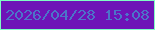 文字の大きさ：2、枠の色：7ffbc4、背景の色：6e13b7、文字の色：4c74c9 無料ブログパーツのブログ時計