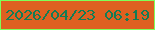 文字の大きさ：5、枠の色：7ffe59、背景の色：de6021、文字の色：137c55 無料ブログパーツのブログ時計
