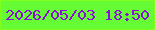 文字の大きさ：4、枠の色：7fff1a、背景の色：65fc36、文字の色：8d0ed8 無料ブログパーツのブログ時計