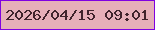 文字の大きさ：5、枠の色：8001e1、背景の色：e6afb9、文字の色：40232c 無料ブログパーツのブログ時計