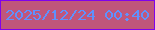 文字の大きさ：5、枠の色：8002ec、背景の色：c0567b、文字の色：5f91fe 無料ブログパーツのブログ時計