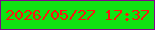 文字の大きさ：5、枠の色：80058c、背景の色：10e212、文字の色：fe140f 無料ブログパーツのブログ時計