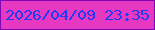 文字の大きさ：1、枠の色：8005b3、背景の色：e738c1、文字の色：203bf2 無料ブログパーツのブログ時計