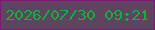 文字の大きさ：3、枠の色：80177d、背景の色：60435e、文字の色：0db23a 無料ブログパーツのブログ時計
