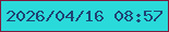 文字の大きさ：4、枠の色：801b3e、背景の色：2adada、文字の色：1f4374 無料ブログパーツのブログ時計