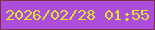 文字の大きさ：1、枠の色：802f4a、背景の色：ad4ddb、文字の色：dfe42b 無料ブログパーツのブログ時計