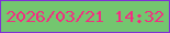 文字の大きさ：2、枠の色：8030d7、背景の色：74c66f、文字の色：f12f81 無料ブログパーツのブログ時計