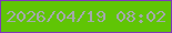 文字の大きさ：2、枠の色：8036bc、背景の色：60c505、文字の色：a4a9ab 無料ブログパーツのブログ時計