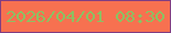 文字の大きさ：3、枠の色：803d83、背景の色：f77150、文字の色：8dc062 無料ブログパーツのブログ時計
