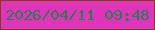 文字の大きさ：5、枠の色：803f18、背景の色：e034bb、文字の色：287b4f 無料ブログパーツのブログ時計