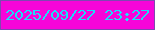 文字の大きさ：1、枠の色：8047b1、背景の色：f705d9、文字の色：1cdef8 無料ブログパーツのブログ時計