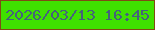 文字の大きさ：3、枠の色：804b14、背景の色：3fe100、文字の色：45627c 無料ブログパーツのブログ時計