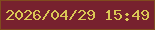 文字の大きさ：1、枠の色：804b1e、背景の色：77212e、文字の色：dbc755 無料ブログパーツのブログ時計
