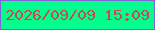 文字の大きさ：1、枠の色：8066d4、背景の色：01ff8f、文字の色：c04e4d 無料ブログパーツのブログ時計