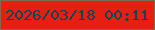 文字の大きさ：4、枠の色：806856、背景の色：e91e12、文字の色：074851 無料ブログパーツのブログ時計