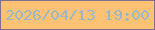 文字の大きさ：3、枠の色：806e8e、背景の色：fec275、文字の色：99b7c8 無料ブログパーツのブログ時計