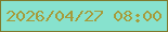 文字の大きさ：5、枠の色：80792b、背景の色：87e2ce、文字の色：a69b3a 無料ブログパーツのブログ時計