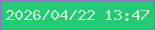 文字の大きさ：2、枠の色：807ab5、背景の色：21cc74、文字の色：cff7d8 無料ブログパーツのブログ時計