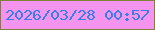 文字の大きさ：5、枠の色：808139、背景の色：f494ef、文字の色：377ee9 無料ブログパーツのブログ時計
