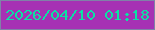 文字の大きさ：1、枠の色：8081a8、背景の色：a631b4、文字の色：0be2a4 無料ブログパーツのブログ時計