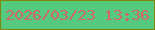 文字の大きさ：1、枠の色：808407、背景の色：55ca7f、文字の色：d26665 無料ブログパーツのブログ時計