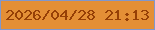 文字の大きさ：5、枠の色：8097cd、背景の色：e48f36、文字の色：963f06 無料ブログパーツのブログ時計