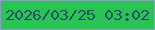 文字の大きさ：2、枠の色：80a8b9、背景の色：2cc356、文字の色：215163 無料ブログパーツのブログ時計