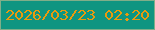 文字の大きさ：1、枠の色：80ae89、背景の色：0f9581、文字の色：ea9a0d 無料ブログパーツのブログ時計