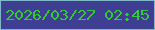 文字の大きさ：5、枠の色：80b8ca、背景の色：3e3e93、文字の色：33cb32 無料ブログパーツのブログ時計