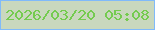 文字の大きさ：3、枠の色：80bafa、背景の色：c9d8be、文字の色：74cb4f 無料ブログパーツのブログ時計