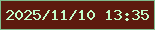 文字の大きさ：5、枠の色：80bb8d、背景の色：5d1a0f、文字の色：c4fecb 無料ブログパーツのブログ時計
