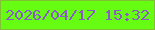 文字の大きさ：1、枠の色：80c033、背景の色：67fd13、文字の色：8a5cc7 無料ブログパーツのブログ時計