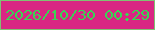 文字の大きさ：2、枠の色：80c173、背景の色：d92683、文字の色：3ad554 無料ブログパーツのブログ時計