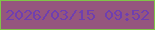文字の大きさ：1、枠の色：80c448、背景の色：95567e、文字の色：6f3faf 無料ブログパーツのブログ時計