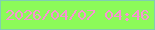 文字の大きさ：5、枠の色：80cfb0、背景の色：8cfb59、文字の色：f993d3 無料ブログパーツのブログ時計