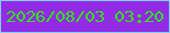 文字の大きさ：1、枠の色：80cff7、背景の色：922be5、文字の色：2ee615 無料ブログパーツのブログ時計