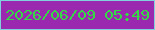 文字の大きさ：4、枠の色：80d1dd、背景の色：9a29af、文字の色：35d945 無料ブログパーツのブログ時計