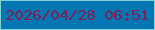文字の大きさ：3、枠の色：80d2d9、背景の色：0476b4、文字の色：7f2054 無料ブログパーツのブログ時計