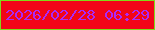 文字の大きさ：4、枠の色：80db19、背景の色：f20518、文字の色：aa29f7 無料ブログパーツのブログ時計