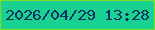 文字の大きさ：2、枠の色：80de28、背景の色：17d290、文字の色：0e3061 無料ブログパーツのブログ時計
