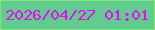 文字の大きさ：1、枠の色：80e575、背景の色：62cc90、文字の色：e709f3 無料ブログパーツのブログ時計