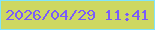 文字の大きさ：1、枠の色：80e5fd、背景の色：ced862、文字の色：7a5bf9 無料ブログパーツのブログ時計