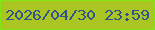 文字の大きさ：4、枠の色：80e713、背景の色：abc623、文字の色：30528f 無料ブログパーツのブログ時計