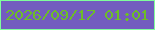 文字の大きさ：4、枠の色：80fd9c、背景の色：735cbf、文字の色：6dbe27 無料ブログパーツのブログ時計
