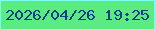 文字の大きさ：2、枠の色：80fff7、背景の色：5aec82、文字の色：153e86 無料ブログパーツのブログ時計