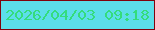 文字の大きさ：4、枠の色：81020d、背景の色：5cdeea、文字の色：34dc7d 無料ブログパーツのブログ時計