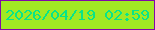 文字の大きさ：3、枠の色：8108a8、背景の色：a1e923、文字の色：07e489 無料ブログパーツのブログ時計